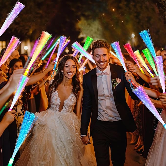 30 Pcs Colorful Glow Fiber Wands,Toys Glow Sticks Bulk Party Pack for Adults,Glow in the Dark Party Supplies for Back to School Halloween , Wedding, Birthday,Classroom,Concert,Pool Party Favors