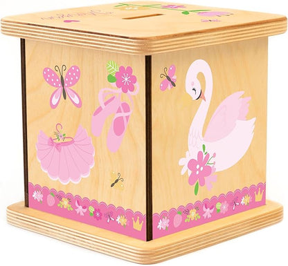 Wooden Piggy Bank for Kids and Adults, Personalized Gift Handmade in USA by BloomOwl, Custom Piggy Bank, Personalized Banks for Kids, Gifts for Baby Boys and Girls (Dance)