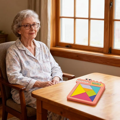 Dementia Activities for Seniors, Tangram Puzzle Travel Game Gifts for Dementia Patients (Tangram, Red) 99-1