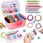 Bracelet Making Kit for Girls Ages 8-12, Weaving Rainbow Bands kit,DIY Toys for Friendship Birthday Gifts for Kids 6 7 9 10 11 13 Year Old, 1200+ Elastic Cloth Rubber Band Fabric Loops