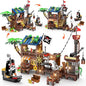 3 Style Pirate Ship Wharf Building Set with LED Light - 781PCS Medieval Pirate's House Building Block Toy, Architecture Bricks Kit for Kids Girls Boys Ages 6-12+ Birthday Gifts