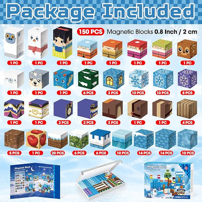 150PCS Magnetic Blocks, Magnet Building Blocks for Kids Age 4-8, Magnetic Cubes Sets for Frozen Princess Castle Build, Magnet Cubes Tiles Toys for Girls Age 3+ Years Old Birthday Gift