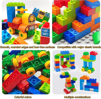 150 Pcs Classic Building Blocks Set for Toddlers 3-6, Large Building Bricks Train Educational Toy STEM Toys Compatible with Major Brands Gift for Kids