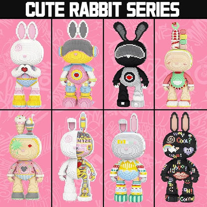 Rabbit Animal Micro Building Blocks Set for Adults Space Girl Cute Large Sets Toys Gift Kids 7550 Pieces 55cm High Series