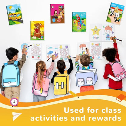 BenLouis 12 Preschool Kindergarten Mini Coloring Books Kids with 12 Stacking Crayons Graduation Party Favors Small Activity Books Bulk for Kids Birthday Return Party Gift Goodie Bag Stuffers