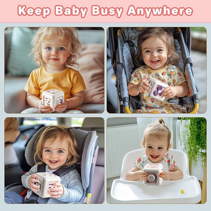 Busy Board for 1 Year Old Boy Gifts, Activity Cube Montessori Toys for Babies 12-18 Months, Car Travel Airplane Sensory Toys for Toddlers 1-3, Birthday Gifts for 1 Year Old Boys Girls