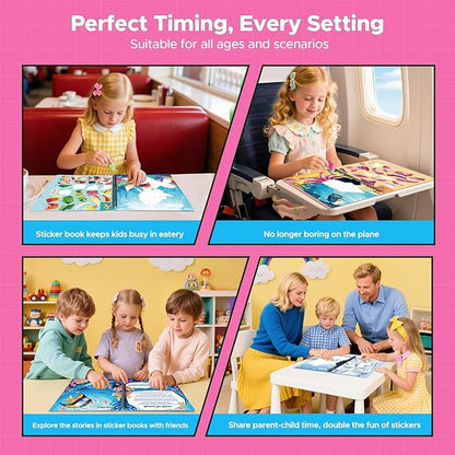 2PCS Paint by Number Sticker Book Travel Activities Essentials for Girls Kids Boys Ages 4-10 Road Trip & Airplane Toys & Long Car Rides, Birthday Present, Preschool Classroom Party Gifts