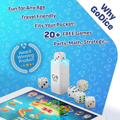 GoDice Full Pack - 6 Smart Connected Dice. Brings The Best Dice Games of All Time to the 21st Century. Educational, Fun, and Innovative Games for Family, Friends, Game nights. Free App. Cool Tech Gift