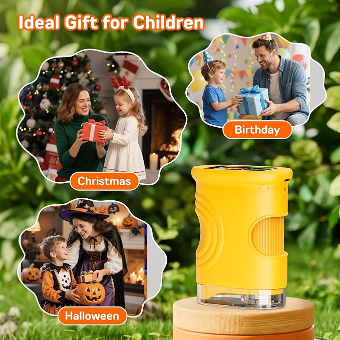 1000X Handheld Digital Microscope for Kids with 2.0" IPS Screen, Portable STEM Science Lab Toy, Rechargeable Pocket Microscope Educational Gift for Boys & Girls Age 4-6 8-12, Orange