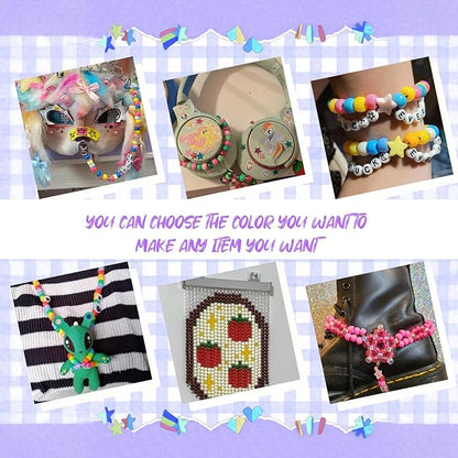 24 Color 9MM Pony Beads for Bracelet Making,Friendship Rainbow Kandi Beads Giant Crayon Bead Box for DIY Craft Necklace Making Hair Braids - 2000PCS