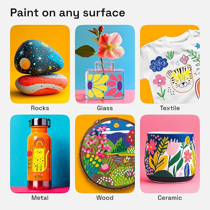 ARTISTRO 12 Acrylic Paint Markers for Rock, Fabric, Wood, Glass, Craft, Decoration - Dual-Tip Paint Pens - Stocking Stuffers, Christmas Gift Idea for Teens, Grandkids, Kids - Art Supplies