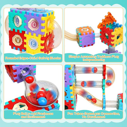 STEM Building Learning Toy, AOSITE 234PCS Marbles Run Kid Gift, Educational Race Track Construction Building Block for 5 6 7 8 9 10 11 12Years, Creative Marble Run Games Boy Girl Birthday Xmas Present