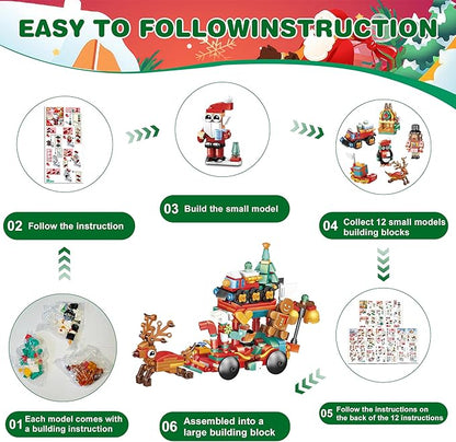 24-Day Building Block Countdown Calendar 2024 for Kids and Adults 24 Days of Building Fun with 12-in-1 Surprise Models