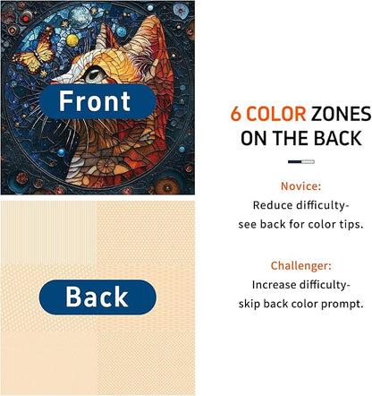 1000 Piece Jigsaw Puzzle for Adults - Stained Glass Style Cat Puzzle with Vibrant Colors and Celestial Design, Perfect for Game Nights and Gift-Giving, Finished Size is 24 x 24 in