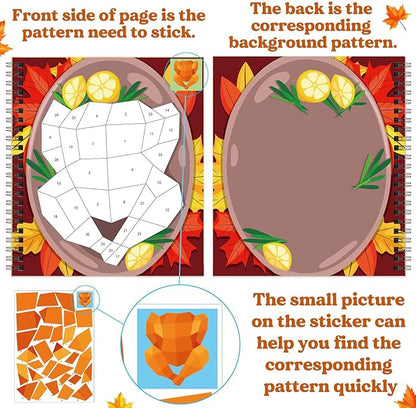 TBEEJ 2PCS Thanksgiving Day Crafts for Kids Ages 4-8 Sticker Paint Books Gift Party Create 20 Pictures（Sticker Sheets are Separate）