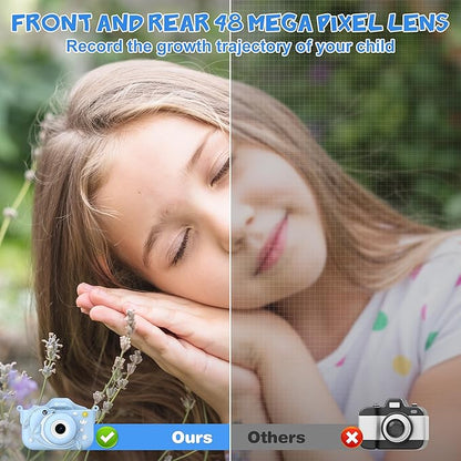 Contixo KC3A Kids Digital Camera - 1080P Toddler Camera with Selfie Mode, Games, Sound Recording, 8X Zoom, 32GB SD Card, USB-C Rechargeable Educational Toy for Boys Girls Ages 3-8, Blue