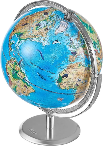 VEVOR Educational World Globe, 10 in/254 mm, Interactive Globe for Kids, with AR Golden APP, 720° Rotation, LED Night Lighting, 197 National Geographic Knowledge, STEM Toy, for Children Ages 4–10