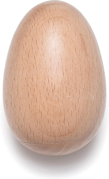 Wood Egg Shakers Set, Musical Percussion Instruments, Natural Finish (2 PCS)