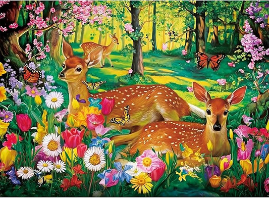 300 Piece Puzzles for Adults,Forest Deer Jigsaw Puzzle 300 Pieces,Interlock Perfectly Letter on Back No Dust,Fun and Challenging Puzzle for Family Time,Relaxing Gift for Adults,Kids,Seniors,20.5 x15in
