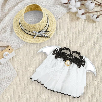 17cm Doll Clothes Set-Adorable Outfits for Dolls-Stylish Accessaries Clothes Dress-Up-Replaceable Clothing Collections, Includes Hat, Top, Skirt(White-Style C)
