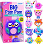 EZCRA Kids Crafts Ages 4-8 – 10 Plush Pom Pom Animal All-in-One DIY Craft Set – Felt Stickers, Educational & Creative Gift for Girls & Boys