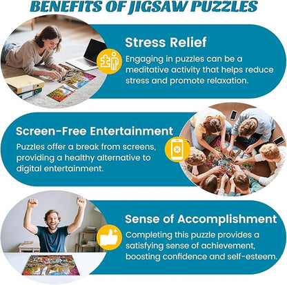 Puzzles for Adults 500 Pieces - Fun Picnic Pups Around The World Puzzle, Dog Gone Days Jigsaw Puzzle, Camping Animal Puzzles for Teens 12-16, Impossible Puzzle Perfect for Game Nights 20.5X 15 in
