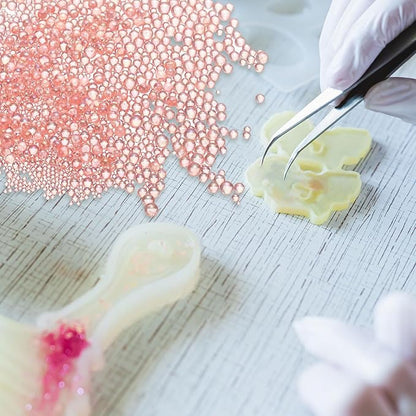 Iridescent Glass Tiny Bubble Beads, 0.4-3mm 10g No Hole Micro Mini Round Coral Pink Water Droplets Beads - Applications: for Resin Filler, Nail Art, Dollhouse Bath Tub