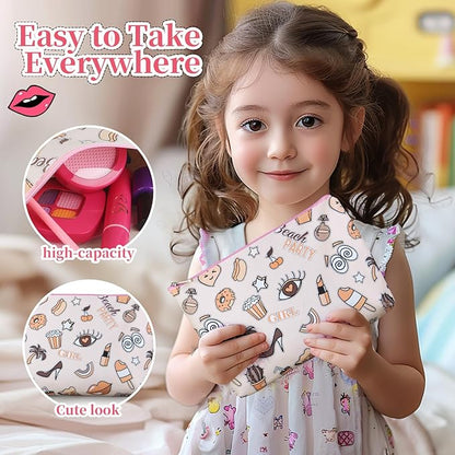 Toddler Girls Toys Pretend Makeup Kits - Fake Makeup Set Toys for Kids 3 4 5 6 Year Old, Play Makeup Gift for Little Girls 3-5, Toddler Makeup Kit with Fake Makeup Toy Birthday Gift (Beige)