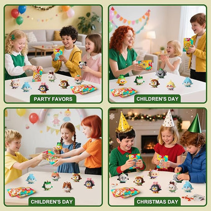 HIGH GODO 12Pack Animals Party Favors Building Set, 2491PCS Cute Animals Building Blocks for Goodie Bag Stuffers Classroom Prizes, Party Favors Birthday Gift for Kids Boys Girls Student 8+
