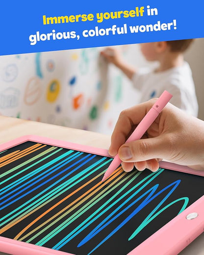 TEKFUN LCD Writing Tablet Doodle Board, 10inch Colorful Drawing Pad for Kids, Mess Free Coloring for Toddlers, Toys Gifts for 3 4 5 6 7 8 Year Old Girls Boys (Pink)