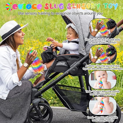 Cevioce Fidget Slug Toy, Sensory Slug Fidget Toys for Kids & Adults, 3 PCS Autism Sensory Toys for Autistic Children Toddlers, Toddler Toys - 3 4 5 6 7 8+ Year Old Girl Boy Birthday Gifts C