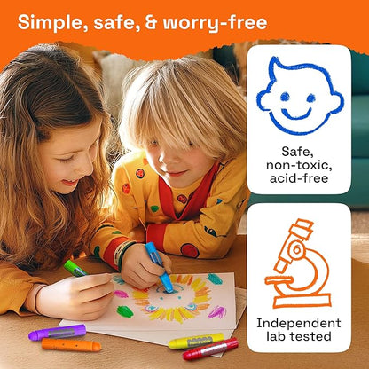 ARTISTRO 100% Washable Tempera Paint Sticks for Kids - 36 Non-toxic Paint Markers for Kids - Color Sticks with Twist Design, Coloring Pages Included