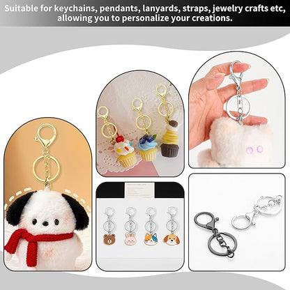 10 Pack a Set Metal Lobster Claw Clasps and Key rings, Key chain Accessories, Keychain Making kit for Keys, Art Crafts, Jewelry Making, Silver - Gold