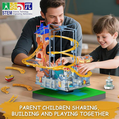 Mould King Roller Coaster Building Block Set, 2584+ Pcs Castle Theme Amusement Park Model Kit with Motors, STEM Construction Rollercoaster Building Set, Home Decoration Gift for Teen Adult