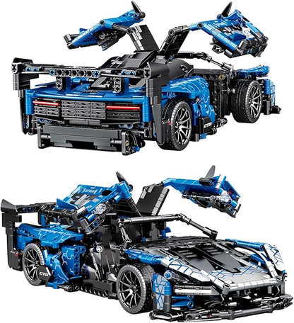 Veottye GTRS Super Sports Car Building Blocks Kit,1:14 Scale MOC Car Model Building Toys,for 8+ Year Boys,Adult(1404 Pieces)