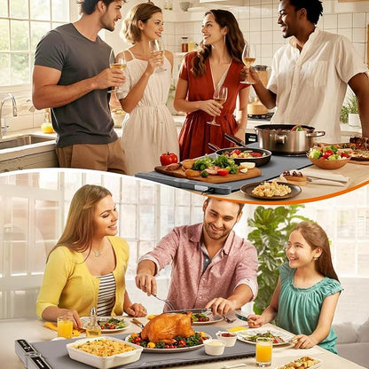 Warming Mat for Food extra large, Silicone Heating Mat For Food, 15"x31.6" Foldable Food Warming Mats for Countertops, Parties, and Daily Use with Timer and 9 Temperature Levels