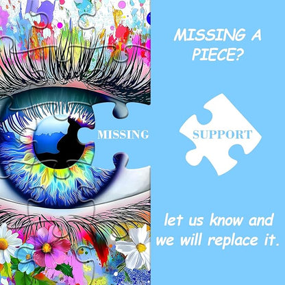 Impossible Puzzle for Adults 1000 Pieces, Eye Flower Abstract Art Puzzle Colorful Gradient, Hard Challenging Butterfly Floral Jigsaw Puzzle