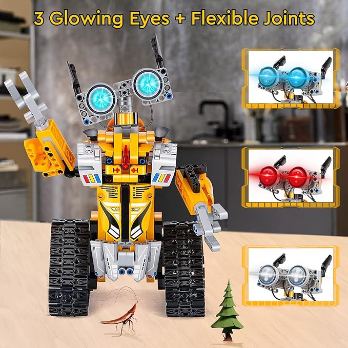 Sillbird Robot Building Kit with Remote Control STEM Gifts for Boys Age 8-13, Coding Buildable Robotic Technic Toys for Kids Birthday with 468 Pieces