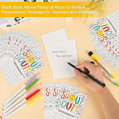 50Pcs Shout Out Card, Appreciation Cards for Teachers Students Employees Office Staff, Kudos Cards Team Classroom Good Behavior Incentive, Motivational Card for School or Workplace (Smiley Face)