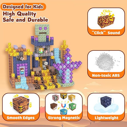 Magnetic Blocks, Magnetic Tiles Building Blocks, Magnet Cubes STEM Sensory Game Toys Christmas Birthday Gifts for Kids Boys Girls Age 3+ (Sword)