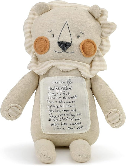DEMDACO Brave Little Lion Tan Stripe 16 inch Polyester Plush Fabric Figure Toy