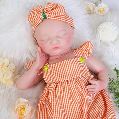 Reborn Baby Dolls Silicone Full Body 18.1in Weighted Real Life Closed-Eyes Girl Dolls Lifelike Newborn Baby Soft Body Flexible Limbs Not Vinyl