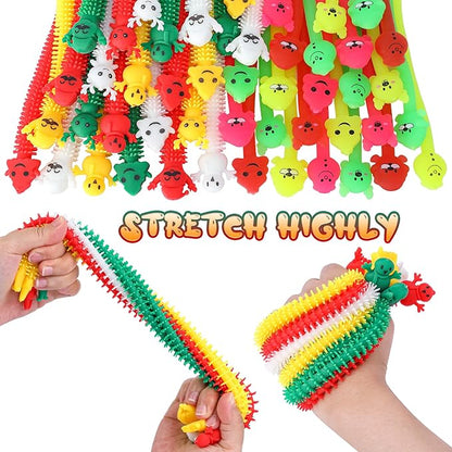 48 Pcs Christmas Stretchy Strings Fidget Toys, Colorful Stretchy Fidgets Sensory Toys, Stress Relief Stretch Sensory Bracelet String with Xmas Tree Santa Claus Snowman Elk for Party Favors (Mixed)