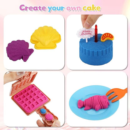 YIDESTARS Sensory Play Kit: Sand Art & Ice Cream Toy - 4lbs Colorful Sand,Molds,Tools,Sandbox w/Lid - Fun Gift for Kids(3-8)