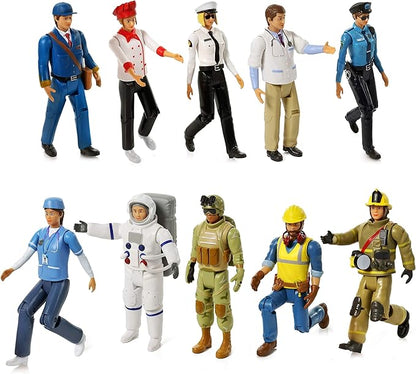 Beverly Hills Doll Collection Sweet Li’l Family Dollhouse Figures - Firefighter, Police Officer, Doctor and More, Set of 10 Action Figure People Doll House Set, Pretend Play for Kids and Toddlers