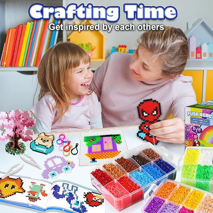 FUNZBO 32000 5mm Fuse Beads Kit - 32 Colors, Homeschool Arts and Crafts Supplies for Kids, Toys Set, Art Decorations for Room, Gifts for Girls and Boys Age 5+