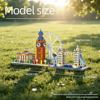 Architecture London Skyline Micro Mini Blocks Building Set, The London Eye, Big Ben, Westminster Palace, and Tower Bridge Gift for Kids and Adults (3110 Pieces)