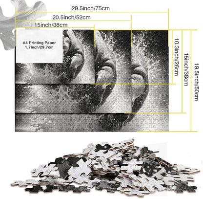 Hippo 1000 Pieces 3D Animal Thickened Wooden Jigsaw Puzzles for Adults Fun Home Decoration Education Game Stress Relief Toy Intellectual Game Challenge Educational 1000pcs (75x50cm)