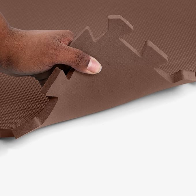 Flooring Inc's 1/2" Soft Non-Toxic Baby Play Mat, Toddler Playmat, Colorful Puzzle PlayMat, Floor Mats for Kids & Babies, EVA Foam Interlocking Tiles for Nursery & Playroom | Brown, 4 Tiles, 16 Sq/Ft