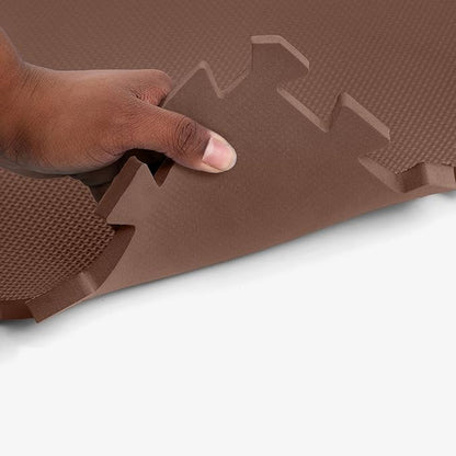Flooring Inc's 1/2" Soft Non-Toxic Baby Play Mat, Toddler Playmat, Colorful Puzzle PlayMat, Floor Mats for Kids & Babies, EVA Foam Interlocking Tiles for Nursery & Playroom | Brown, 20 Tiles, 80 Sq/Ft